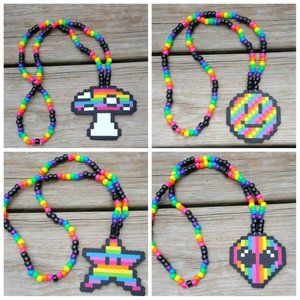 rave perler bead necklcae